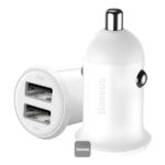 Baseus Grain Pro Car Charger (Dual USB 4.8A ) White - Image 2