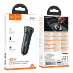 Hoco Z54A Prosperous 48W dual port PD30W+QC3.0 car charger Metal Gray