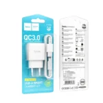 Hoco C140A Smart single port QC3.0 charger set(Micro)(EU) White - Image 2