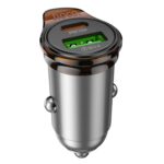 Hoco NZ16A Rigorous 43W dual port PD25W+QC3.0 car charger metal grey - Image 2