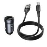Hoco Z62 Energy single-port QC3.0 car charger set(Type-C) metal gray