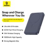 OS-Baseus EnerFill FM11 Ultra-Mini Magnetic Power Bank 10000mAh 22.5W Cosmic Black (Includes Simple Cable Type-C to Type-C 20V/3A 30cm Black)