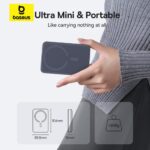 OS-Baseus EnerFill FM11 Ultra-Mini Magnetic Power Bank 10000mAh 22.5W Cosmic Black (Includes Simple Cable Type-C to Type-C 20V/3A 30cm Black) - Image 2