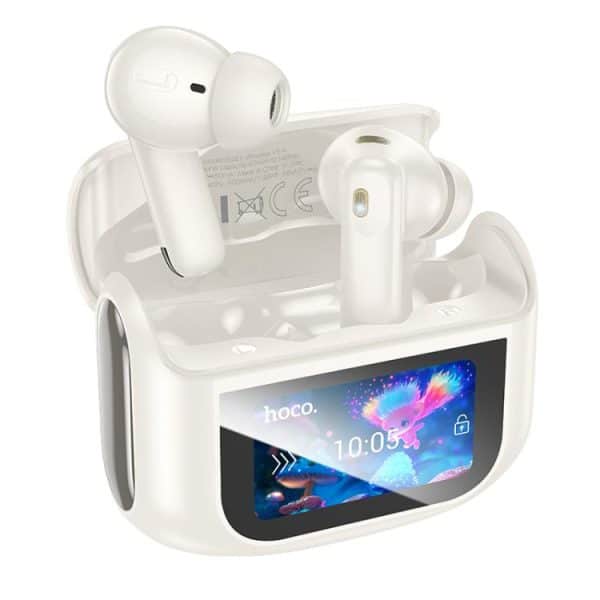 Hoco EQ21 Sandy true wireless ANC+ENC noise reduction touch screen BT headset cloudy white