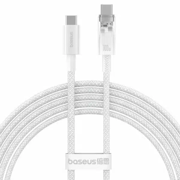 Baseus Explorer Series Fast Charging Cable with Smart Temperature Control Type-C to Type-C 100W 1m Stellar White