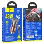 Hoco NZ8 Sprinter 43W dual port PD25W+QC3.0 car charger set Orange(Type-C to Type-C)